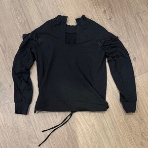 MELISSA NEPTON Black Ruffle Detail Hoodie